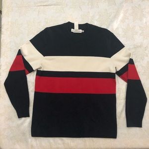 Red white blue striped sweater